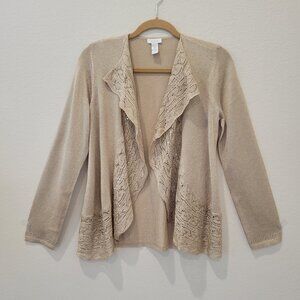 Chico's Metallic Gold Knit Cardigan, size 0.